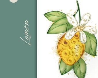 Lemon Quilling Template Instant Download for Paper Crafting DIY How to Make Watercolour Pattern