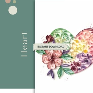 Quilling-Vorlage Herz zu machen, digitaler Quilling-Muster-Download, wie man DIY Aquarell-Vorlage macht