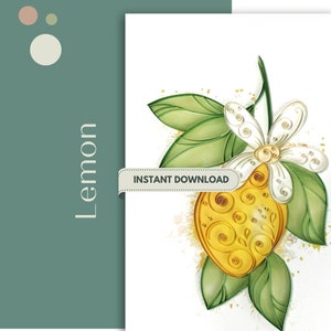 Lemon Quilling Template Instant Download for Paper Crafting DIY How to Make Watercolour Pattern