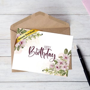 Quilling Geburtstagskarte mit Blumenmuster zum Ausdrucken für Sie. Magnolien-Geburtstagsgeschenkkarte