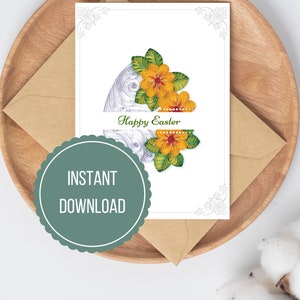 Osterdrucke Quilling Karte Blumenei Geschenkkarte Digital Frühling Karte für Sie oder Ihn 15 x 18 Karte Vorlage zum sofortigen Download