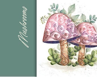 Quilling Template Quilling Pattern To Make Mushrooms Digital Quilling Download How to Make DIY Watercolour Template