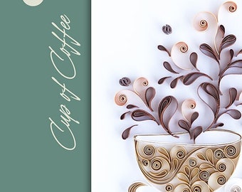 Quilling Template Quilling Pattern To Make Cup of Coffee Digital Quilling Download How to Make DIY Watercolour Template