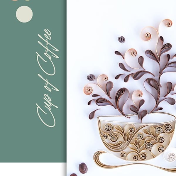 Modèle Quilling Modèle quilling pour faire une tasse de café Téléchargement numérique Quilling Comment faire un modèle aquarelle DIY