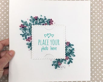 Floral Quilling Photo Frame, Bold Colors, Handmade Wall Art Decor