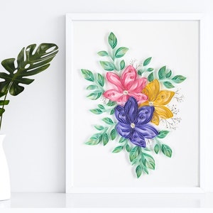 Instant Download Quilling Floral Pattern To Make Wildflowers Quilling Template DIY Flowers And Leaves Card Perfect Gift For Her