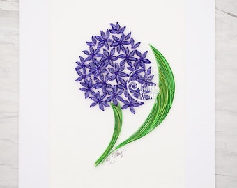 UNFRAMED! Mounted, Handmade Quilling Art "Hyacinth"