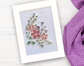 Handmade Quilling Art Flowers, Floral Paper Decor, Unframed, Mounted