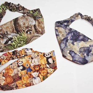 Wide Hairbands Headbands Wildlife  women&#39;s Medium with elasticized back Made in Maine