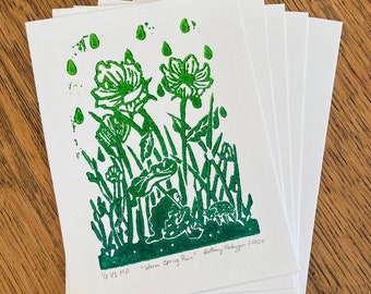 Warm Spring Rain Print (Green, Thick Paper, Misprint)