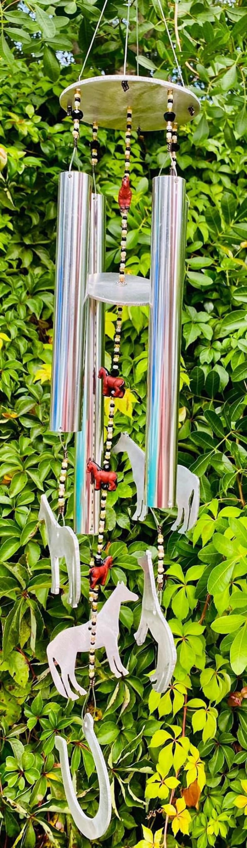 Horse wind chime with horseshoe wind catcher and glass beads Etsy