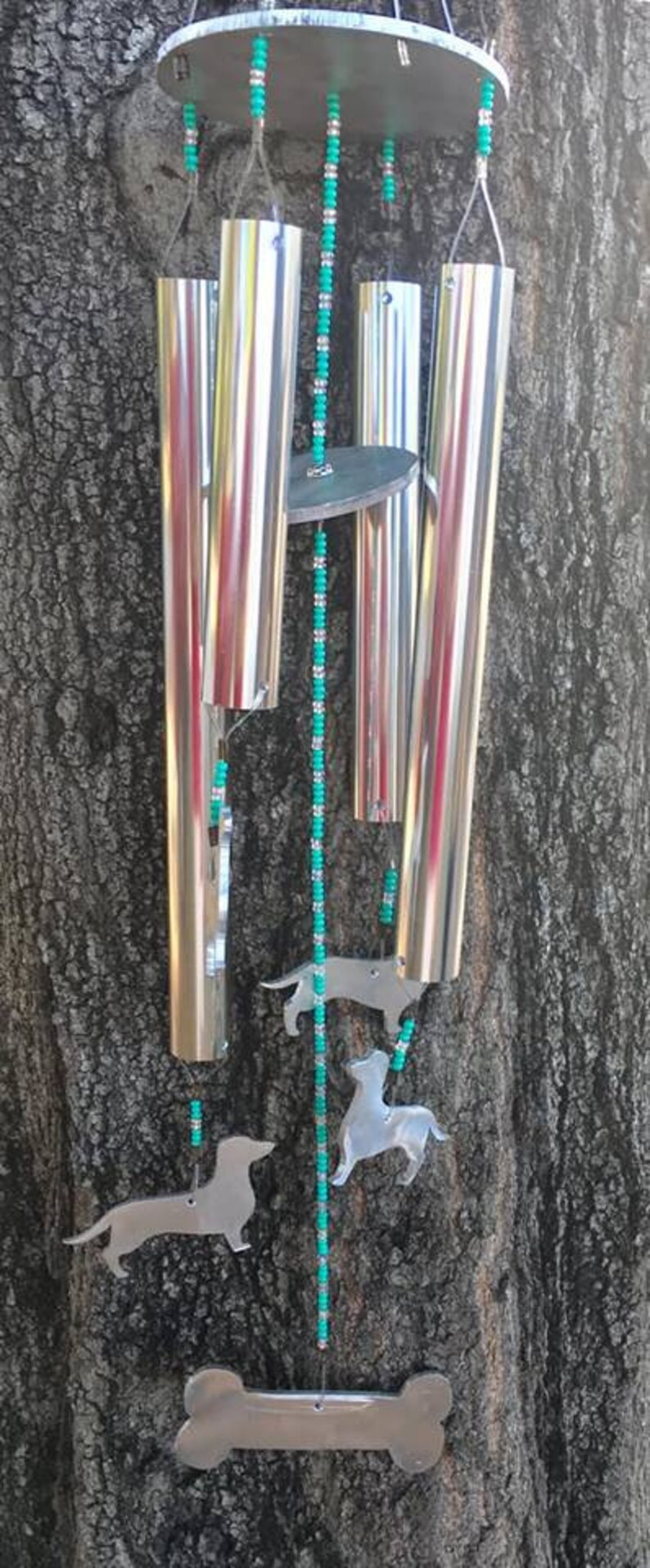 Weiner Dog Aluminum Wind Chimes With Dog Bone Wind Catcher and Etsy