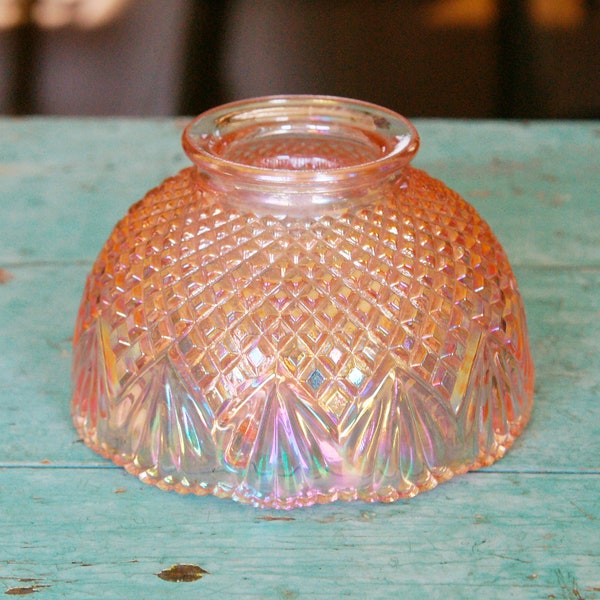 Vintage LE Smith Iridescent Pink Pineapple Glass Fairy Lamp Top Only Replacement Faceted Candle Holder