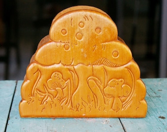 Vintage Mushroom Wood Napkin Letter Holder - The Official Walnut Bowl Factory Store