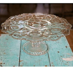 Vintage Imperial Glass Round Cake Stand: Pedestal Compote Cake Plate