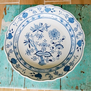 Antique Meissen Porcelain Serving Plate: Blue Onion Floral Design