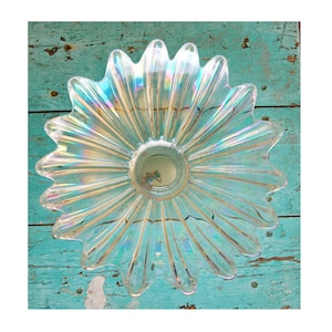 Vintage Fostoria Celeste Carnival Glass Bowl: Mid Century Modern Dish