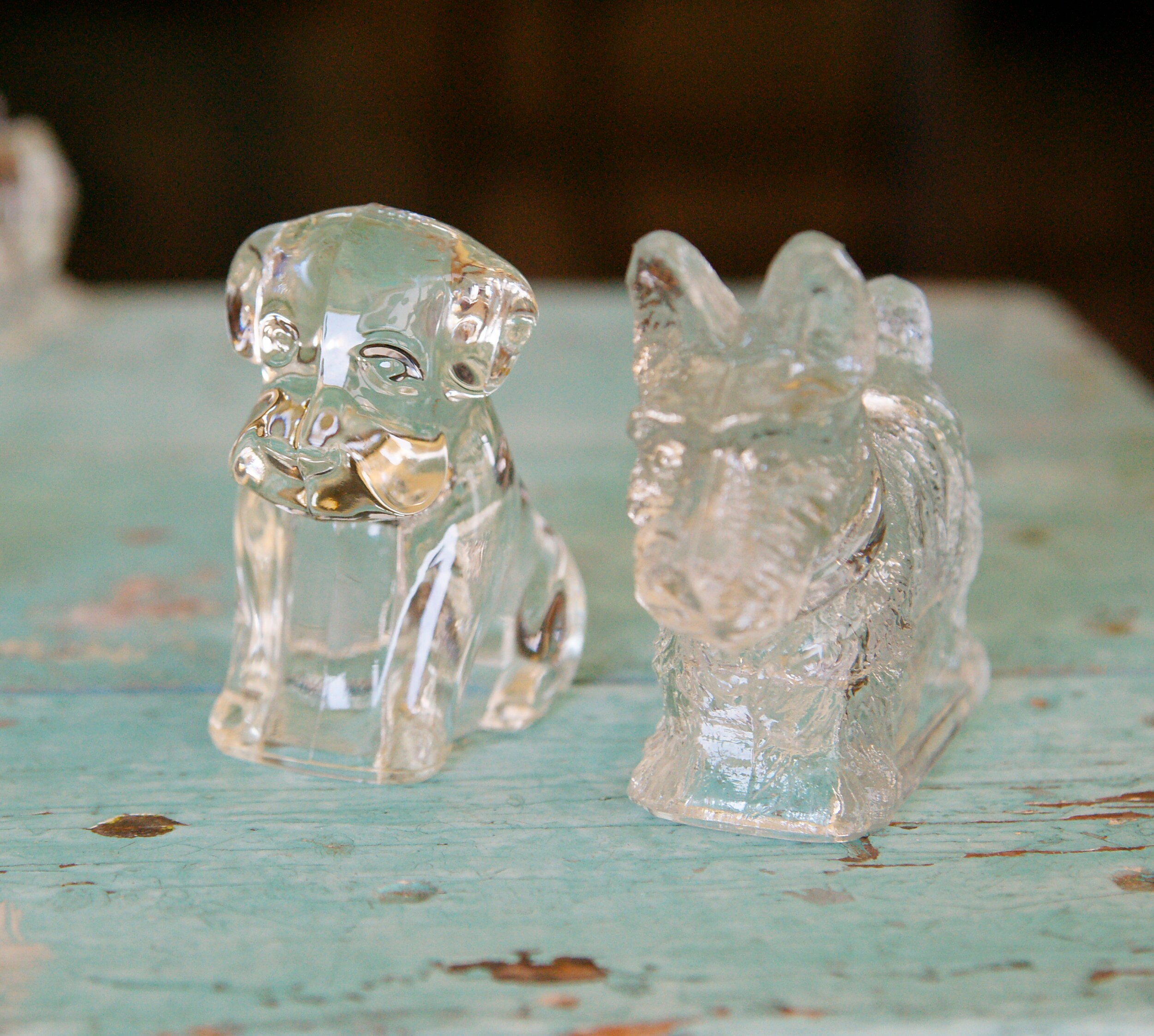 Vintage Glass French Bulldog Candy Dispenser Jar: 1930s-40s