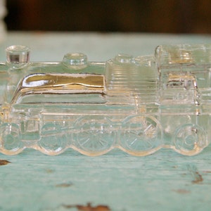 Vintage Glass Train Candy Container: Locomotive Dispenser, 1930s-40s