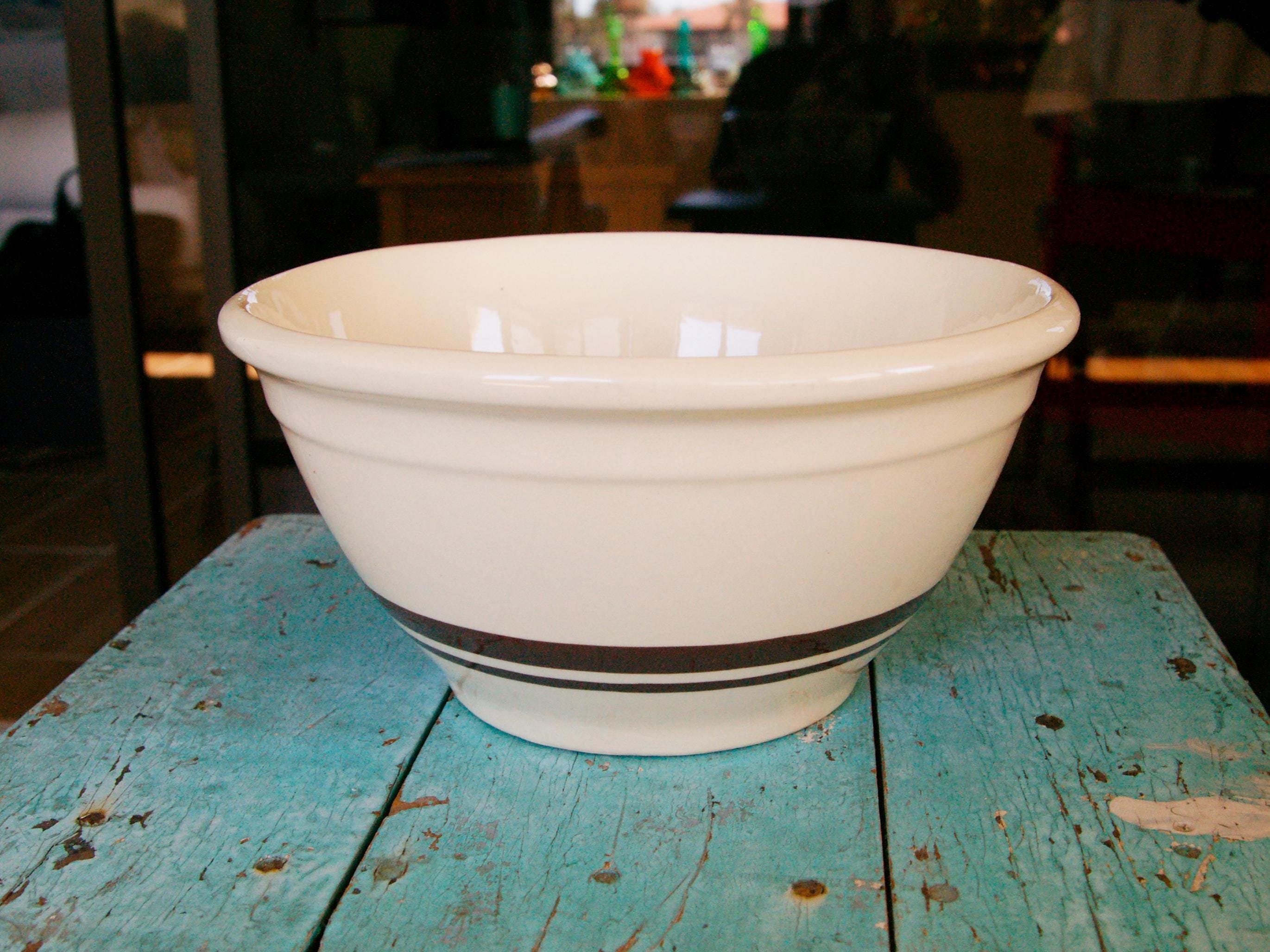 Vintage Mccoy Stoneware Mixing Bowl: Brown Stripes, Farmhouse
