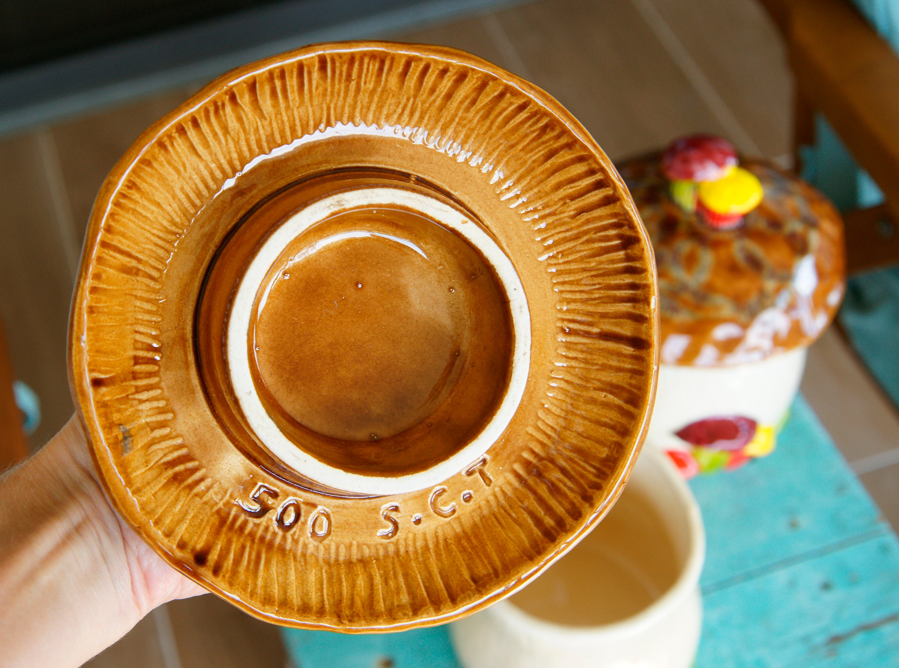 こんぺいとう　ベルギー　ビンテージパーテーション3台分 Vintage Ceramic Mushroom Canisters Complete Set of 3 Retro