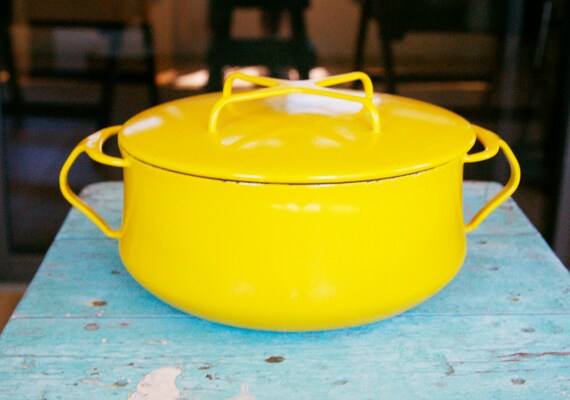 Vintage Dansk Kobenstyle Yellow Dutch Oven JHQ Enamel Mid