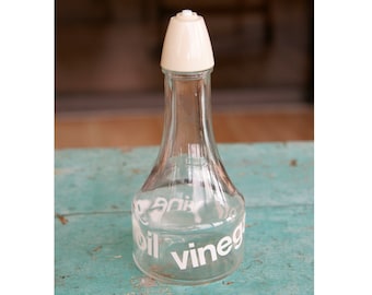 Vintage Vinegar and Oil Bottle with Lid Gemco Made in USA 1970s Kitchen Decor