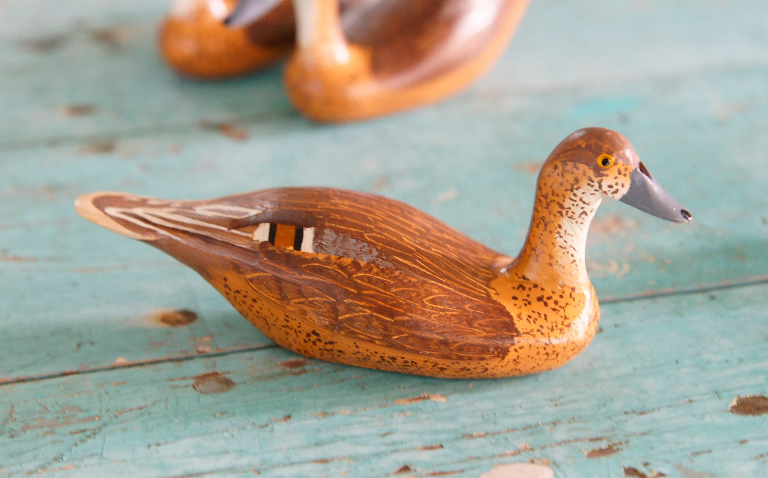 Rare Vintage Mini Wooden Duck Decoy Signed Clarence Bauer 1985