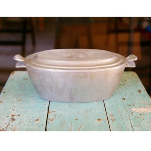 Vintage Oval Aluminum Dutch Oven with Trivet Lid