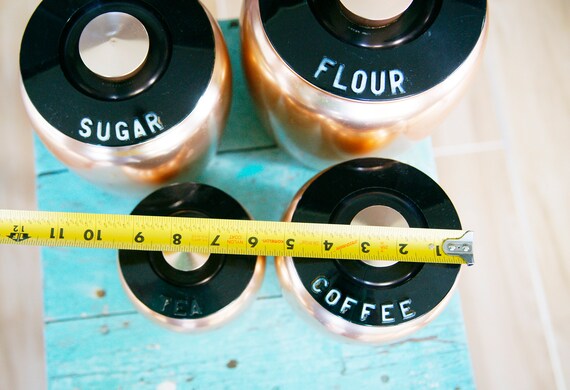 Vintage Kromex Rose Gold Canisters: 1960s Kitchen Storage, Set of