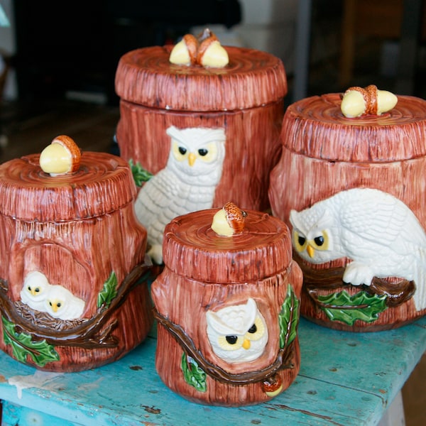 Owl Kitchen Canisters Set Etsy