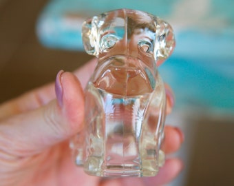 アンティーク雑貨 Victory Glass Bulldog Candy Container Victory Glass Bulldog Glass Candy Container with Lid Circa