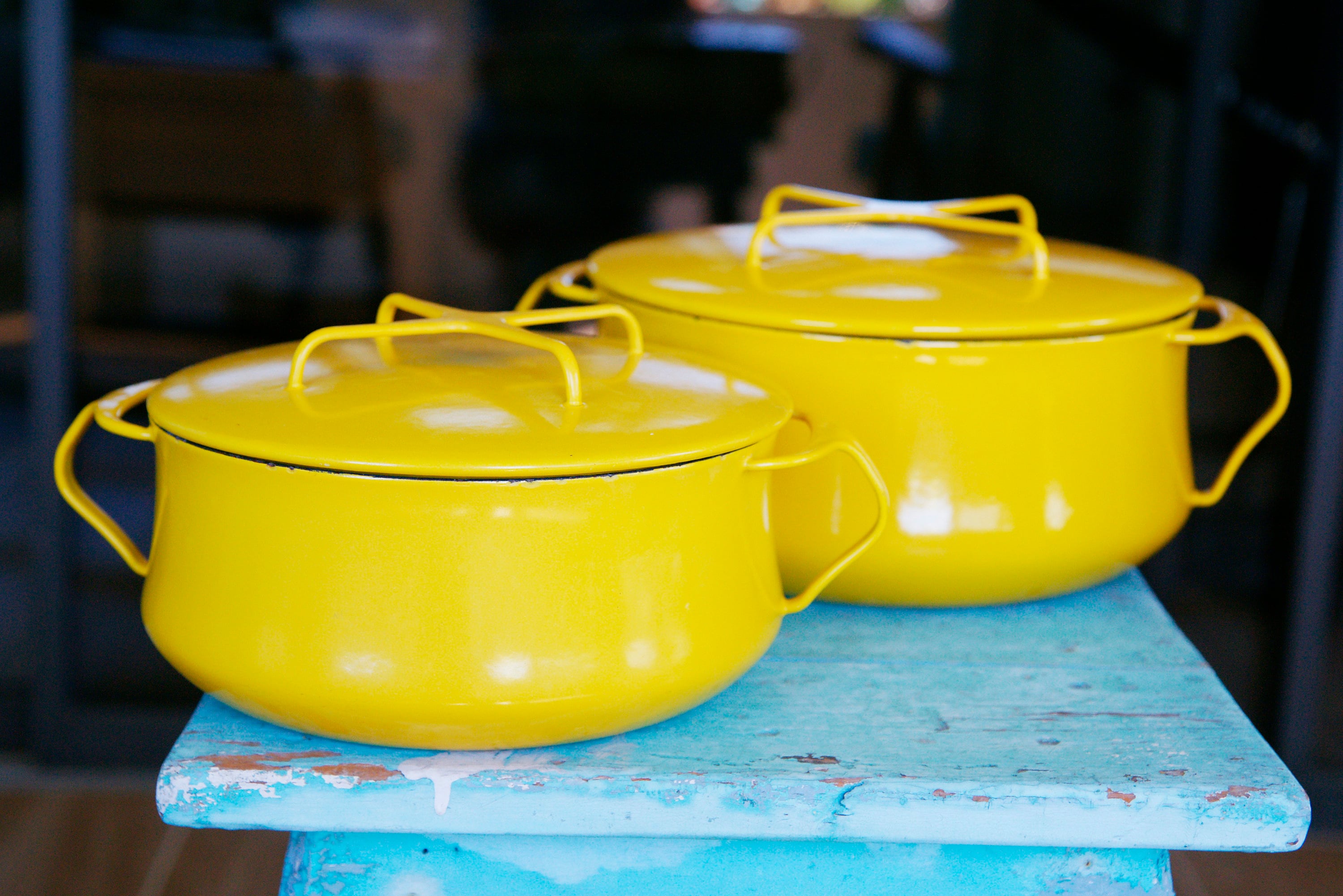 Vintage Dansk Kobenstyle Yellow Dutch Oven JHQ Enamel Mid