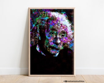 Albert Einstein Color Photo Print, Watercolor Effect, Einstein Wall Art, Einstein Face Poster, Einstein Fan Gift, Artistic photo Einstein