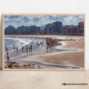 Photo Print Beach in Gijon, Asturias Spain, Coastal Wall Art, Beach Decoration, Cantabrian Sea Landscape Art, gift for him, gift for her