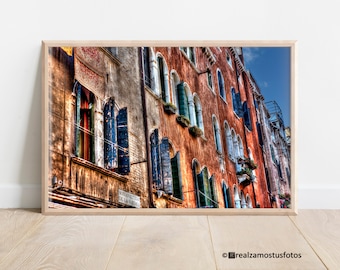 Photo of Balconies and Windows of Venice Italy, Travel Photo to Venice, Printed Photo of Venice for Decoration, Art of wall for gift