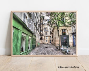 Photo Le Marais in Paris France, Travel Photography on the Streets of Paris, Gift Wall Art, Wall Decoration, Paris Architecture, Gift Love