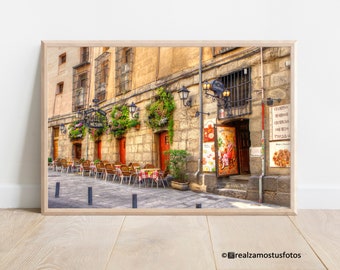 Spain, photography old restaurant Madrid, photo printed Spanish restaurant, photo souvenir trip to Madrid, Art decor, Wall art