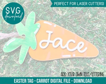 Digitaler Download - geschnitten E-Datei SVG - Ostern Korb Tags - Karotte - Tag für Ostern Korb - Glowforge - Laser geschnitten Datei