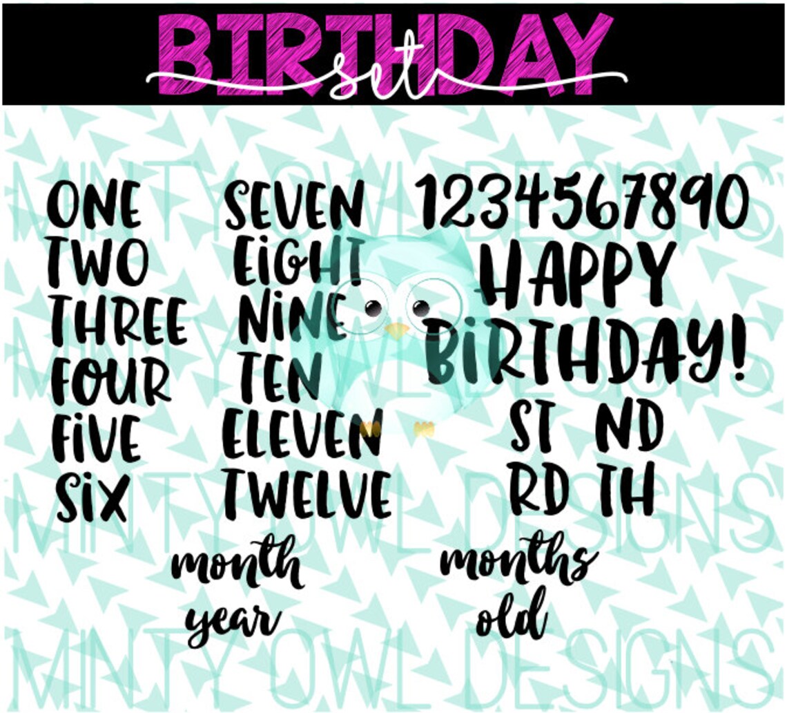 Download SVG Cut File Cricut Birthday Numbers Set Milestone Cut | Etsy