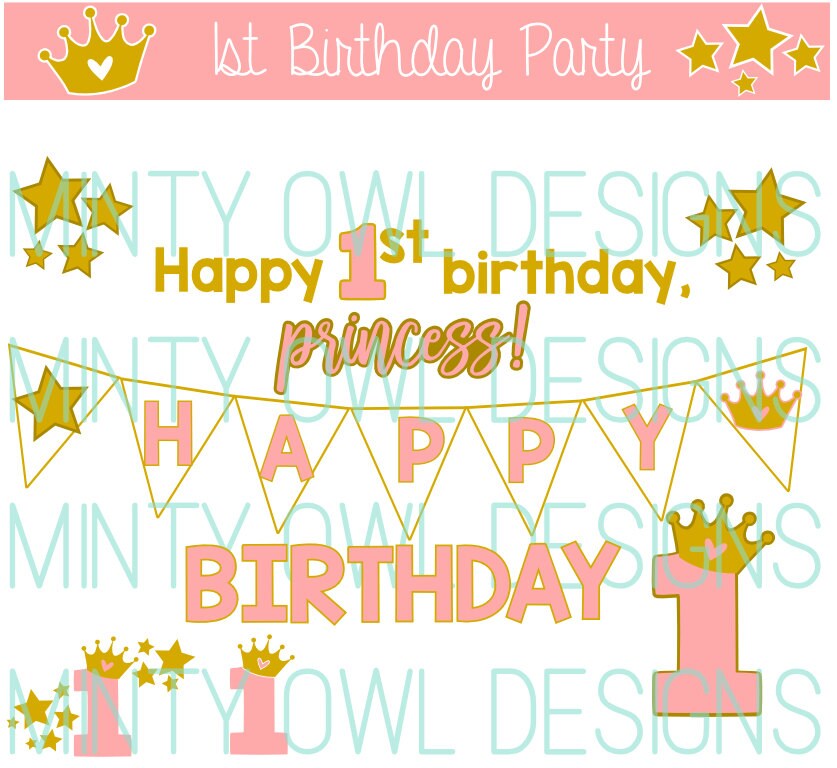 Download SVG Cut File 1st Birthday Princess Star Crown Cut | Etsy