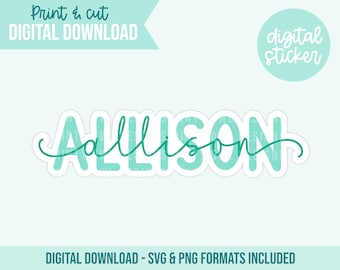 SVG & PNG geschnitten Datei - benutzerdefinierte Name digitaler Aufkleber - druckbare - Druck dann geschnitten - digitaler Download - Laser geschnitten Datei - Cricut - sterben geschnitten Datei