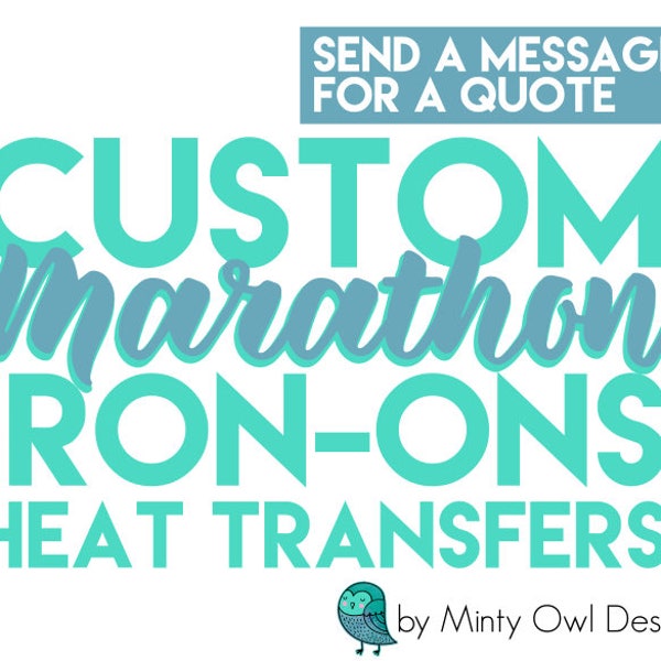 Custom Iron On Decals - Marathon- Race - Jersey Decals - Team Decals - DIY Heat Transfers - Iron On Transfers - School TShirt Iron-Ons