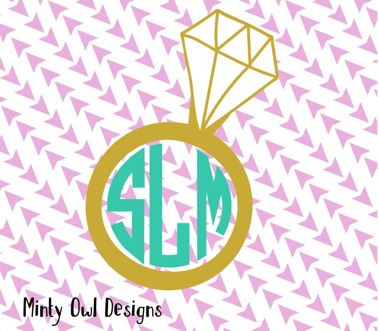 Download Diamond Ring Monogram Frame SVG Diamond Ring Cut File | Etsy