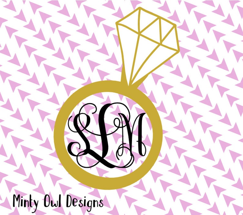 Download Diamond Ring Monogram Frame SVG Diamond Ring Cut File | Etsy
