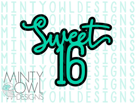 Download SVG Cut File Sweet 16 Happy 16th Topper DIY Cake Topper | Etsy