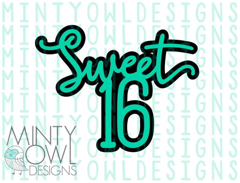 Download SVG Cut File Sweet 16 Happy 16th Topper DIY Cake Topper | Etsy