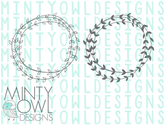 Download Svg Cut File Dxf Png Doodle Wreath Vine Laurel Etsy