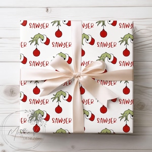 Personalized Wrapping Paper | Christmas Gift Wrap | Name Gift Wrap | Custom Gift Wrap Red