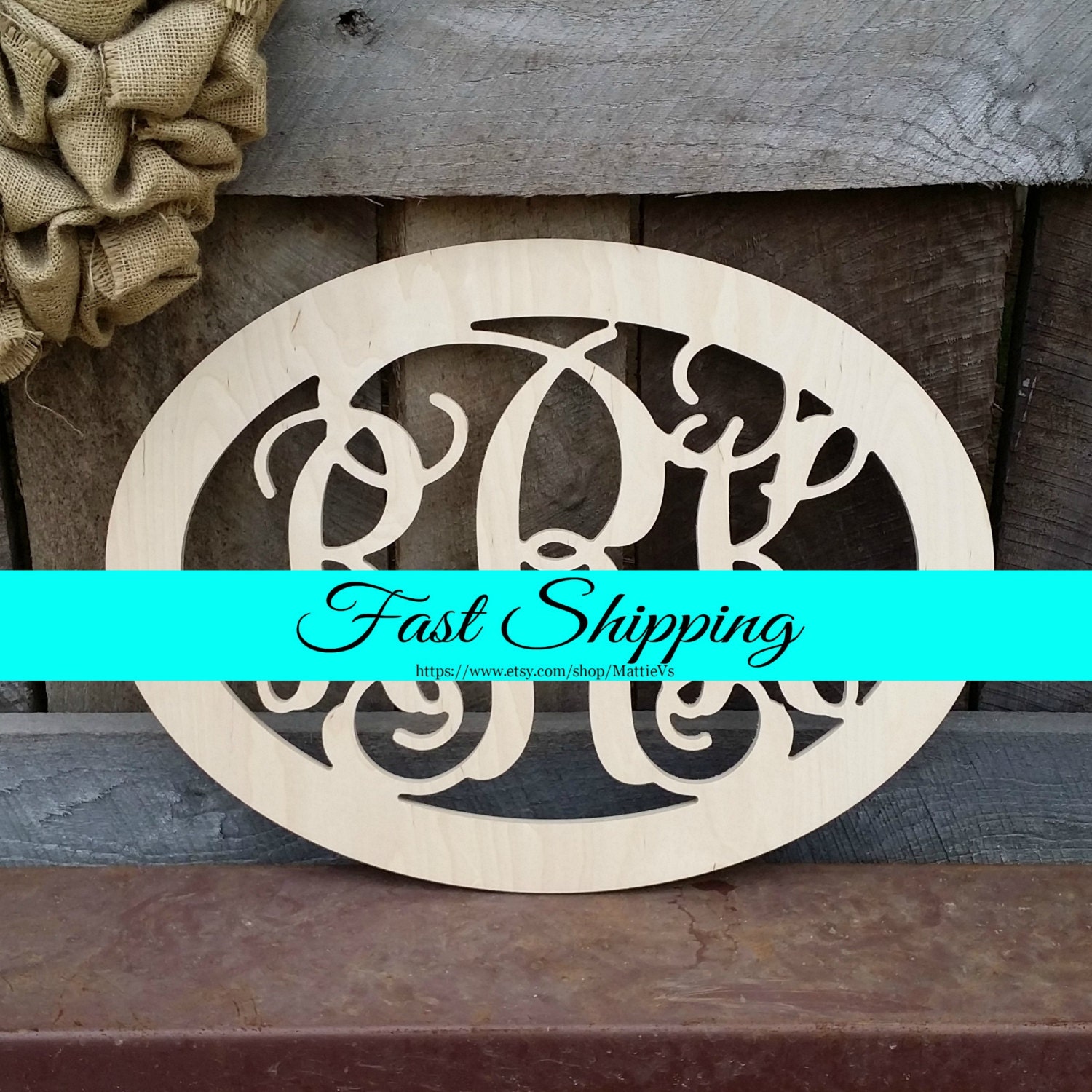 Wooden Monogram Unfinished Wood Monogram Wood Letters Oval